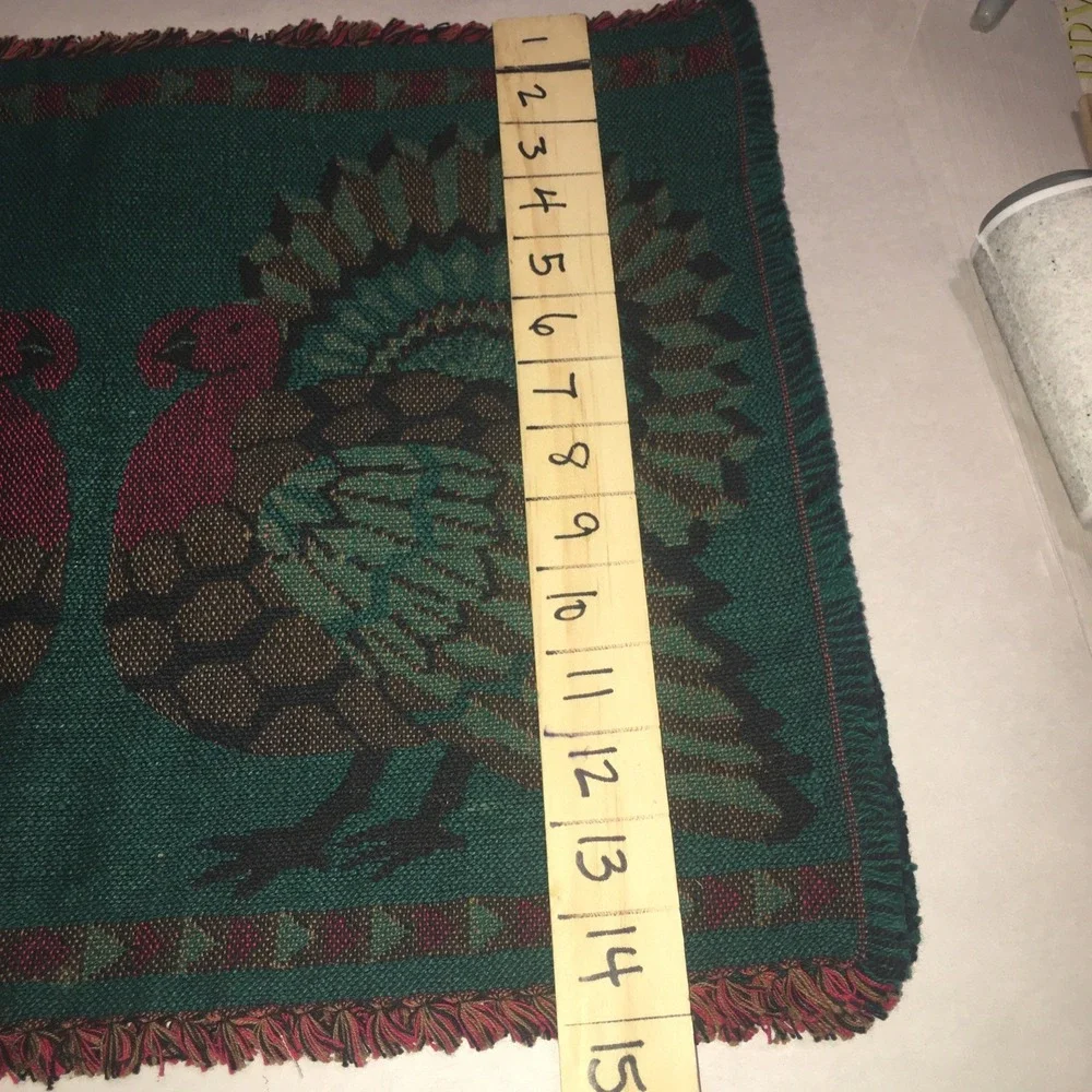 Thanksgiving Turkey Placemats Set Of 4 Tapestry Woven Primitive Style